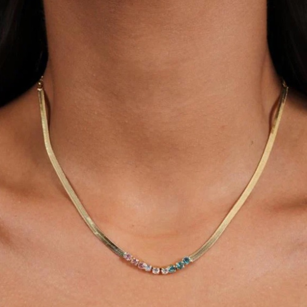 Snake Chain Choker with Zirconia